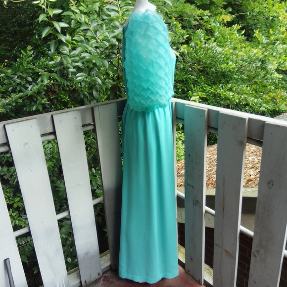 Vintage 60s 1970s Cottage Retro Glam Puff Sleeve Maxi Dress - Picture 4 of 14